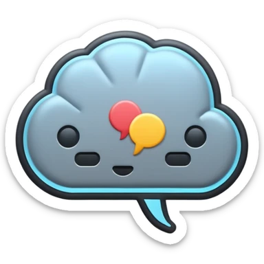 Minimalistic flat vector icon, iOS style, thin black contour on white background. Chat bubble with small AI brain symbol inside. Clean, no text, no shadows sticker