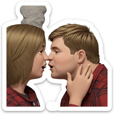 blonde and brown boys kiss sticker