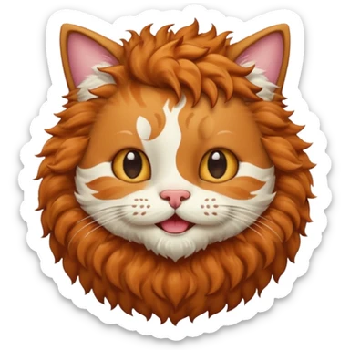 HAPPY CAT WITH CURLY HAIR AND A BIG BEARD sticker