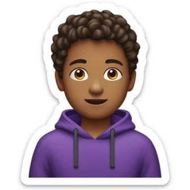 Q13 year old boy wearing jogging pants and a purple sweater sticker