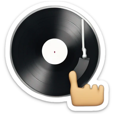 A hand spinning a record to a beat sticker