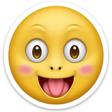 Freaky ahh yellow face emoji smiling with tongue out and eyes wide open sticker
