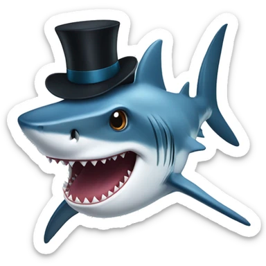 Shark with a top hat sticker