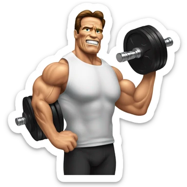 arnold schwarzenegger with dumbbell sticker