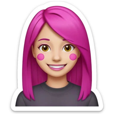 fuchsia charcoal color dyed straight hair on a woman emoji sticker