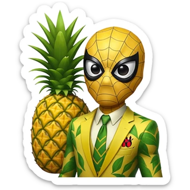 spiderman in pineapple theme sticker