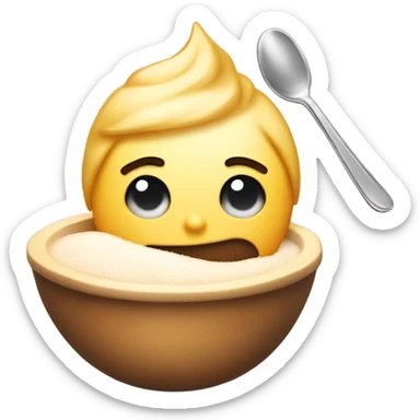 tired person with sugar on a spoon over a candle sticker