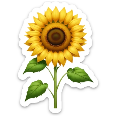 Cinematic Realistic Sunflower Emoji, Tall and bright, with a large, golden-yellow blossom facing the sun, its broad, textured petals surrounding a dark center. The sturdy green stalks and leaves frame the vibrant flower, while a gentle breeze causes the petals to sway. Soft glowing outline, capturing the essence of sunshine and warmth in a cheerful, towering sunflower! sticker