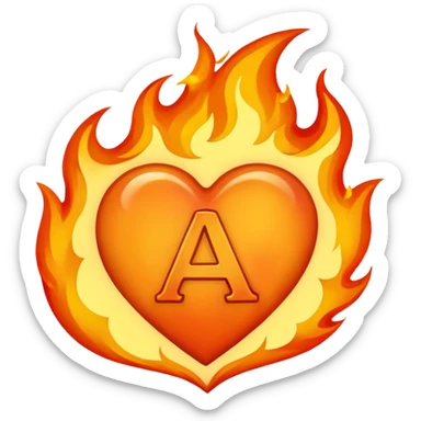 fireheart with letter A sticker