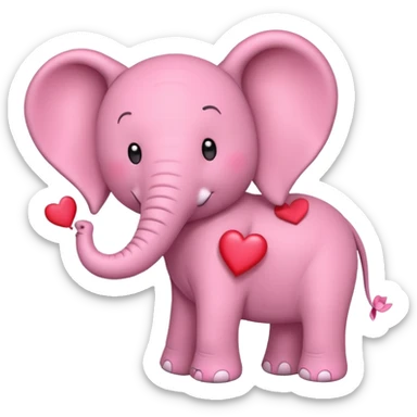 une éléphant rose amoureux avec des coeurs sticker