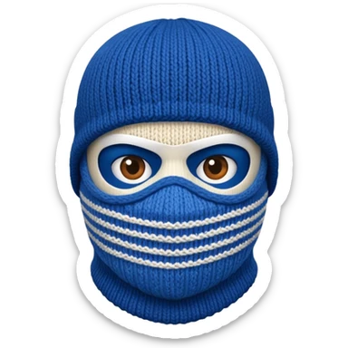 ski mask blue and white on half sides sticker