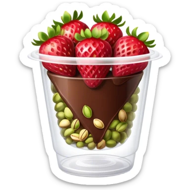 Chocolate covered Strawberries with pistachios in a plastic cup sticker