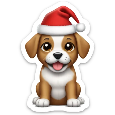 Puppy with Christmas hat sticker
