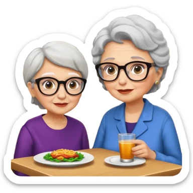 conversación dentro de un restaurant  dos personas y una de las persoans sea una abuela sticker