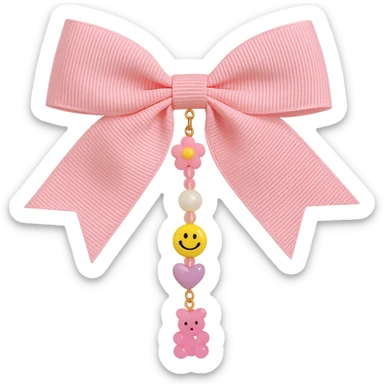 kpop bow with tiny charms and beads, cute and trendy, remove background sticker