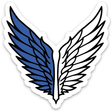 Survey Corps logo from Attack on Titan, Wings of Freedom emblem, overlapping blue and white wings sticker