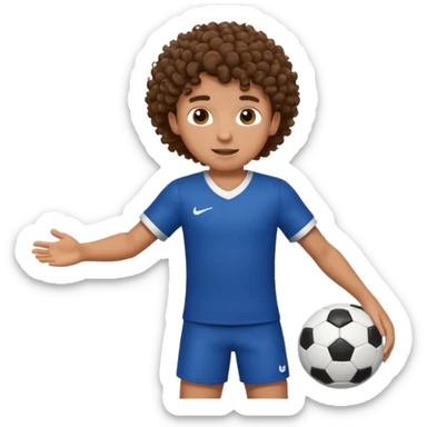 Boy with curly hair playing football  sticker