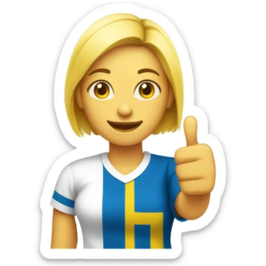 Woman with a thumb up swedish flag on shirt sticker