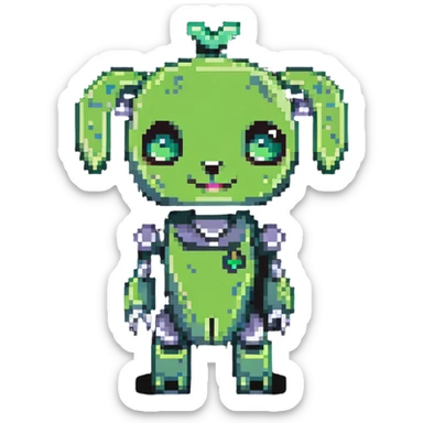 cute GIR robot from Invader Zim in green dog costume sticker