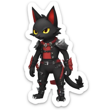 cool edgy cute black punk red fantasy nargacuga-bat-cat-Fakemon collar harness full body sticker