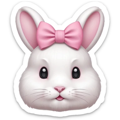 white bunny with pink bow on head sticker