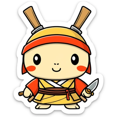 A peanut wearing samurai clothing  sticker