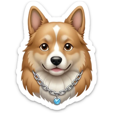 Dog wearing a chain sticker