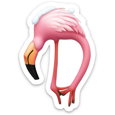 Flamingo wearing a tube and snow sticker