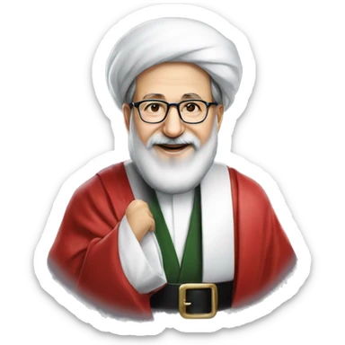 63-Years-Old Iran Man President Name Ebrahim raisi wear Santa Claus sticker