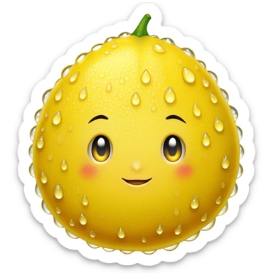 a lemon covered in dewdrops sticker