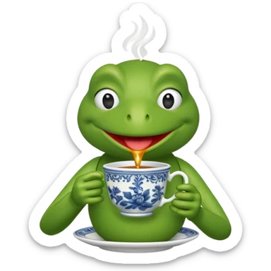 Kermit the frog sipping tea sticker