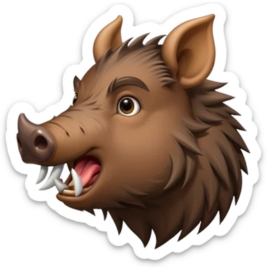 Wild boar face side view with extremely long tusks emoji realistic sticker