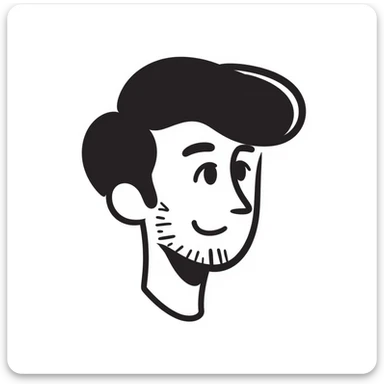 a man's face in his late 20s, hand drawn doodle style sticker