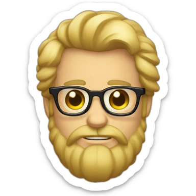 Big lebowsky blond round glasses chaotic beard long hair drink rhum sticker