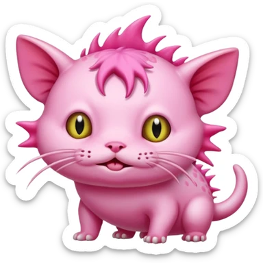 Cute cat and axolotl  sticker
