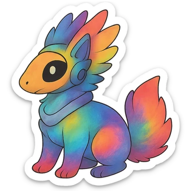 exotic tropical iridescent colorful nebula rainbow gradients cyber-Protogen-Fakémon-Pokémon sticker