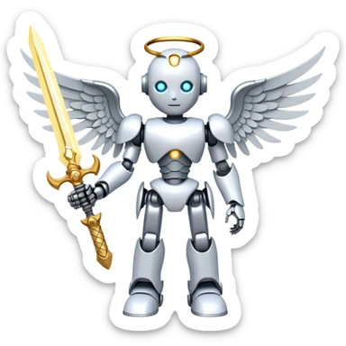 Robot angel holding an angel x devil sword sticker