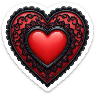 heart with gothic black lace trim sticker