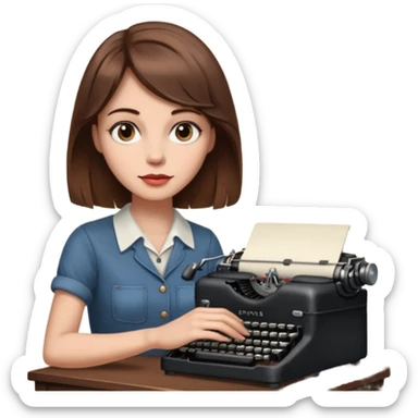 woman with vintage typewriter sticker