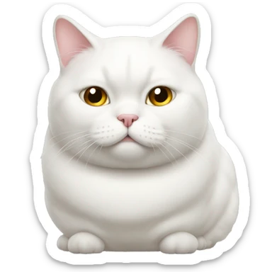 fat white cat extra fat sticker