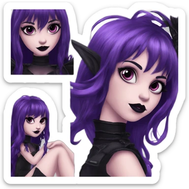 Elissabat-with-bangs-long-hair-dark-plumpurple-and-black-vampire-goth-makeup-pinkeyes-romanticgothcloses- sticker
