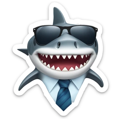 shark with sunglasses and a tie sticker