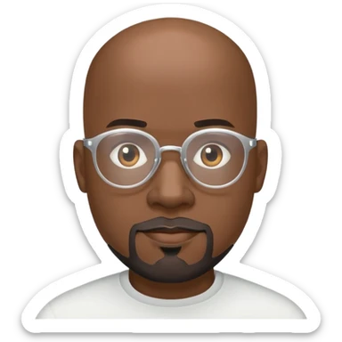 Bald Black male with white goatee and light glasses  sticker