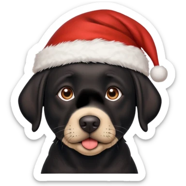 A cute black Labrador, about 2 years old, wearing a Santa hat. (I need English) sticker
