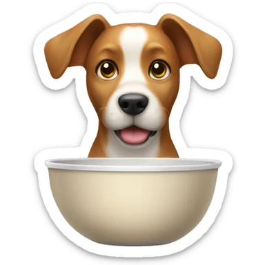 Dog with bowl sticker