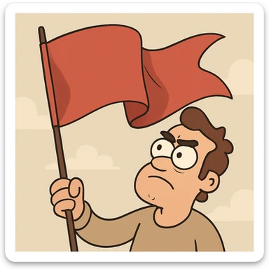red flag, waving, minimal style, no text sticker