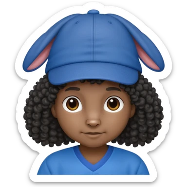 curly hair black rabbit with blue jersey and hat sticker