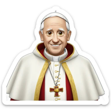 Pope Francis with his coat sticker