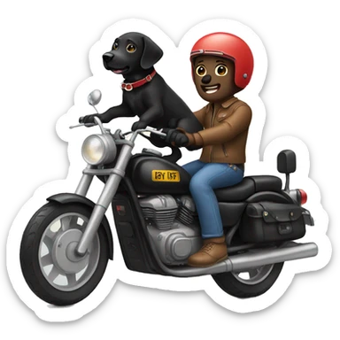 black lab riding motorbike sticker