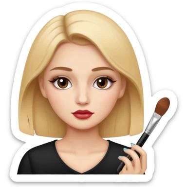 Girl applying makeup sticker